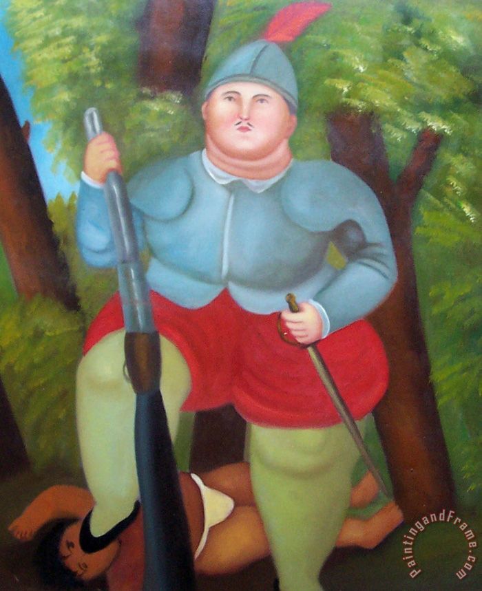 700x859 Fernando Botero El Conquistador Painting - Conquistador Painting
