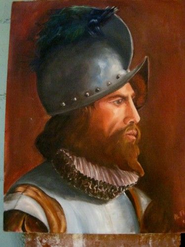 375x500 1968 Painting Of Spanish Conquistador Casa Victoria La Art - Conquistador Painting