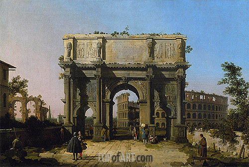 500x336 View Of The Arch Of Constantine With The Colosseum Canaletto - Constantine Painting