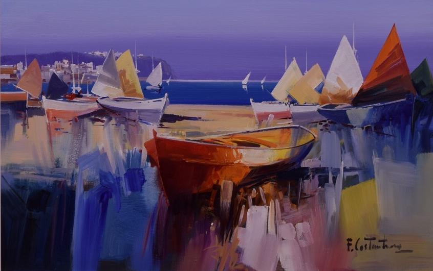 846x531 Summer Harbour By Fabio Constantino Evergreen Art Cafe Daventry - Constantino Painting