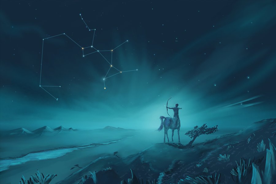 900x600 Sagittarius Constellation Painting (Zodiac Set) By - Constellation Painting