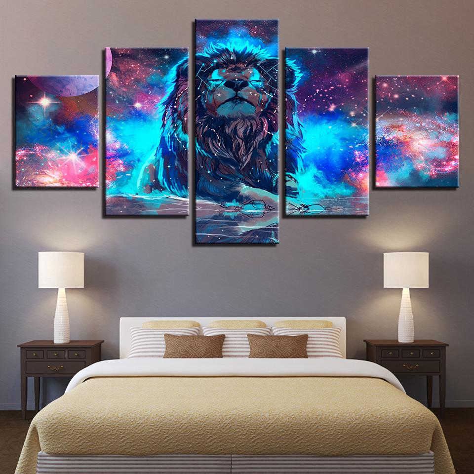 960x960 5 Piece Color Nebula Lion Constellation Canvas Wall Art Paintings - Constellation Painting