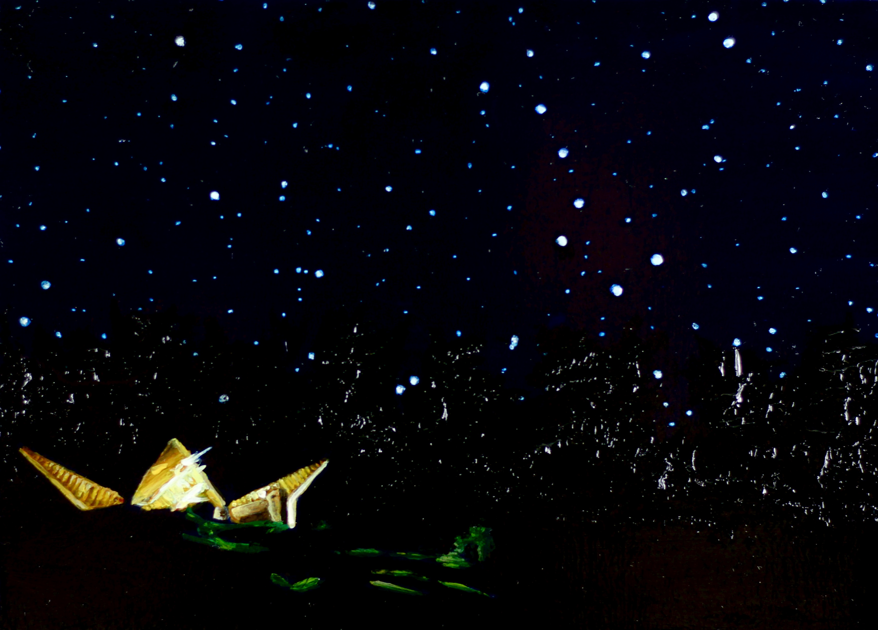 3529x2532 Camp Barney Series No. 3 Zaban Chapel With Constellations Oil - Constellation Painting