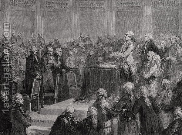 600x444 King Louis Xvi (1754 93) Accepts And Swears To The Constitution - Constitution Painting