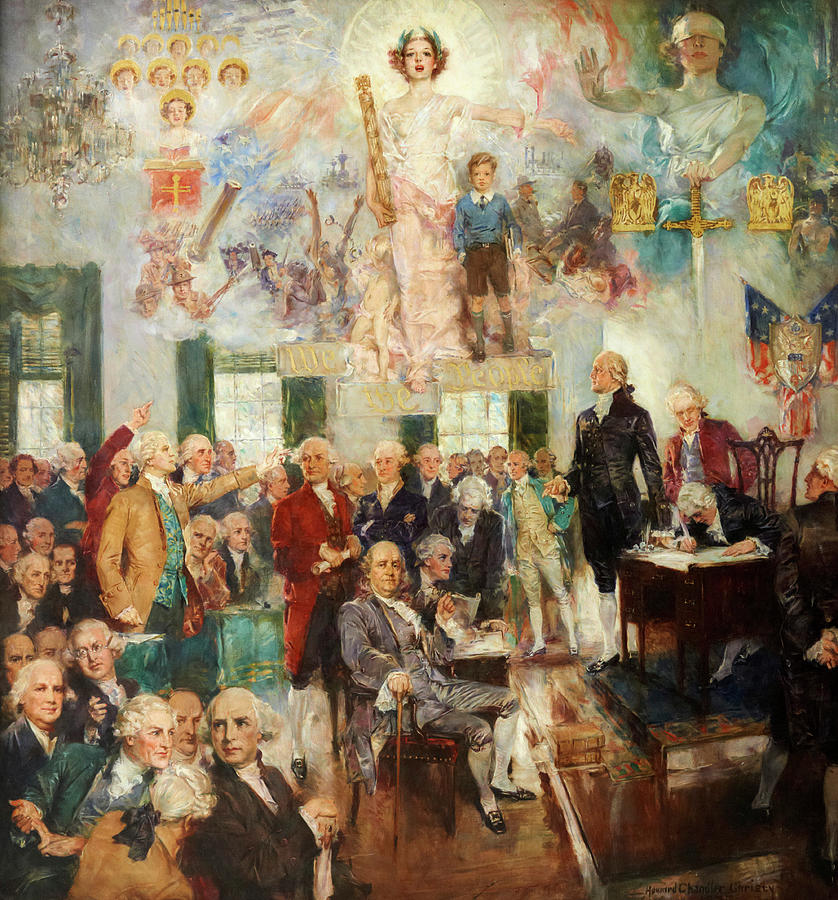838x900 Signing Of The Constitution Painting By Howard Chandler Christy - Constitution Painting