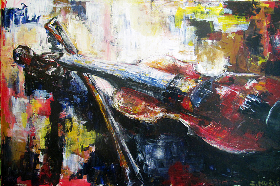 900x600 Still Life Paintings Zlatko Music Art - Contemporary Acrylic Painting