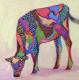 321x324 Daily Painting, Contemporary Cow Painting - Contemporary Cow Painting