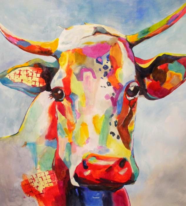 633x700 Kaysmithbrushworks Contemporary Cow - Contemporary Cow Painting