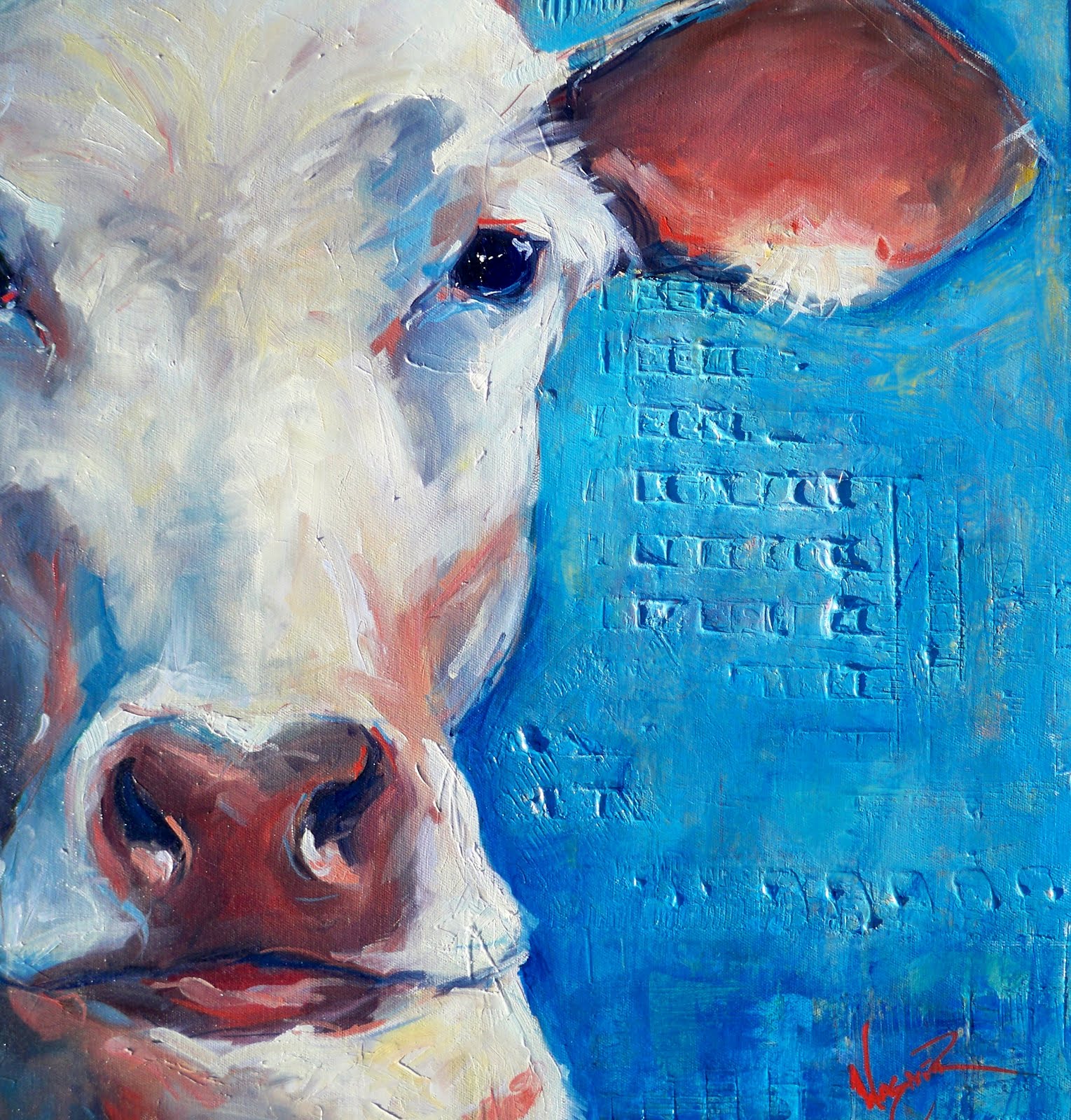 1529x1600 Olga Paints Contemporary Cow Painting - Contemporary Cow Painting