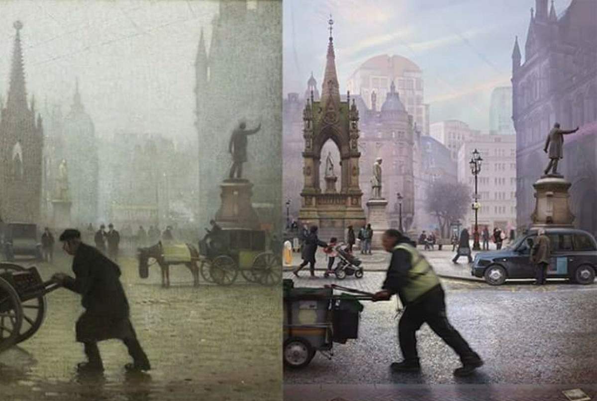 1200x807 Albert Square, Manchester - Contemporary History Painting