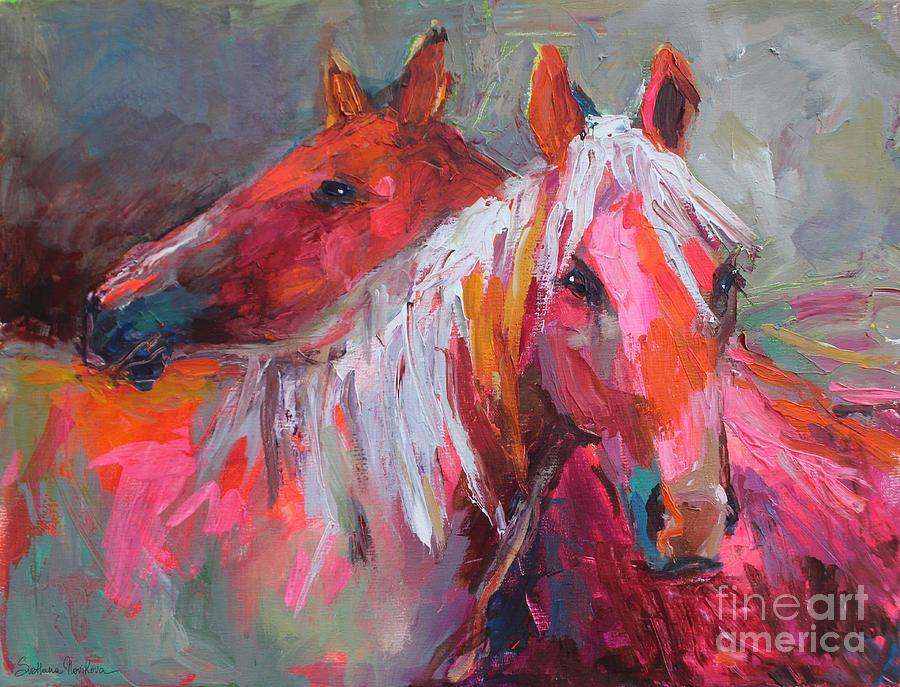 900x687 Contemporary Horses Painting Painting By Svetlana Novikova - Contemporary Horse Painting