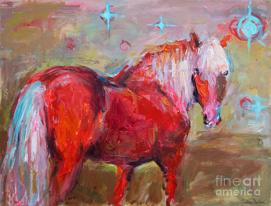 900x685 Red Horse Contemporary Painting Painting By Svetlana Novikova - Contemporary Horse Painting