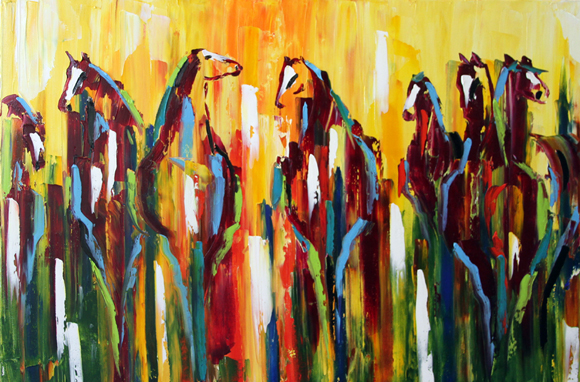 580x382 Wonders Of The Heart Abstract Horse Painting Crossing Over - Contemporary Horse Painting