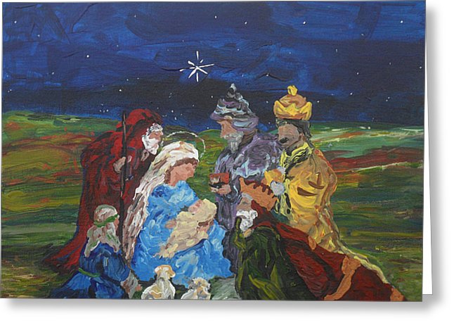 646x469 Nativity Greeting Cards Fine Art America - Contemporary Nativity Scene Painting