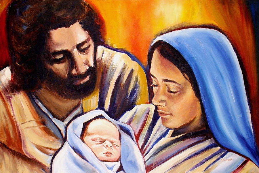 900x600 Nativity Painting By Sheila Diemert - Contemporary Nativity Scene Painting