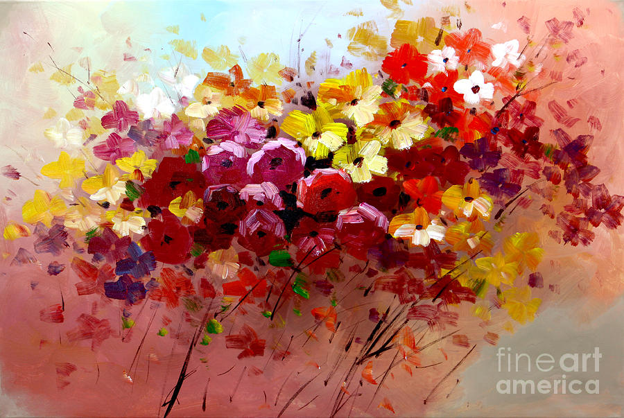 900x603 Sunrise Flowers - Contemporary Oil Painting