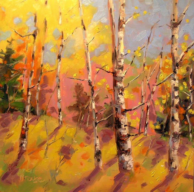 640x634 Aspen Shadows Original Oil Painting - Contemporary Oil Painting