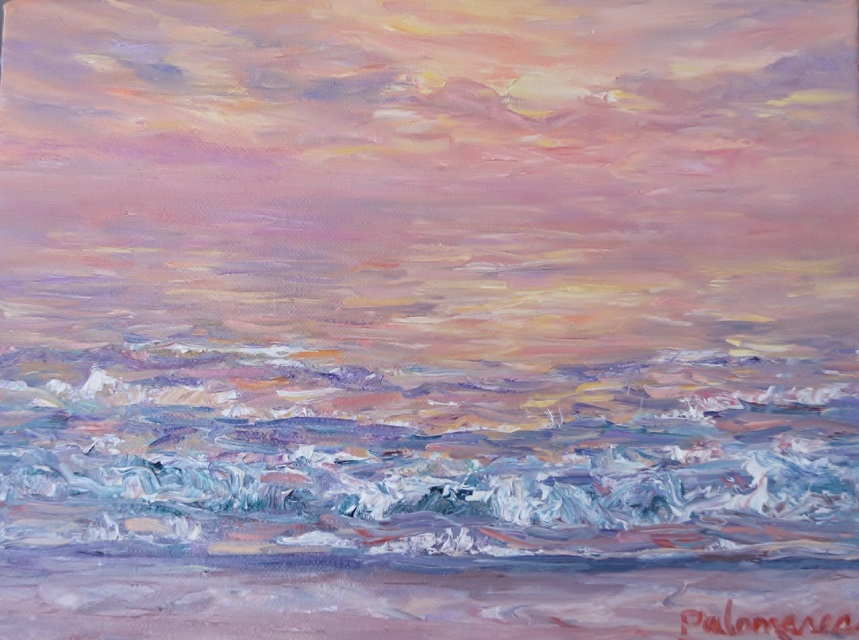 859x640 Beach Sunset Contemporary Oil Painting Amber Palomares Coastal - Contemporary Oil Painting