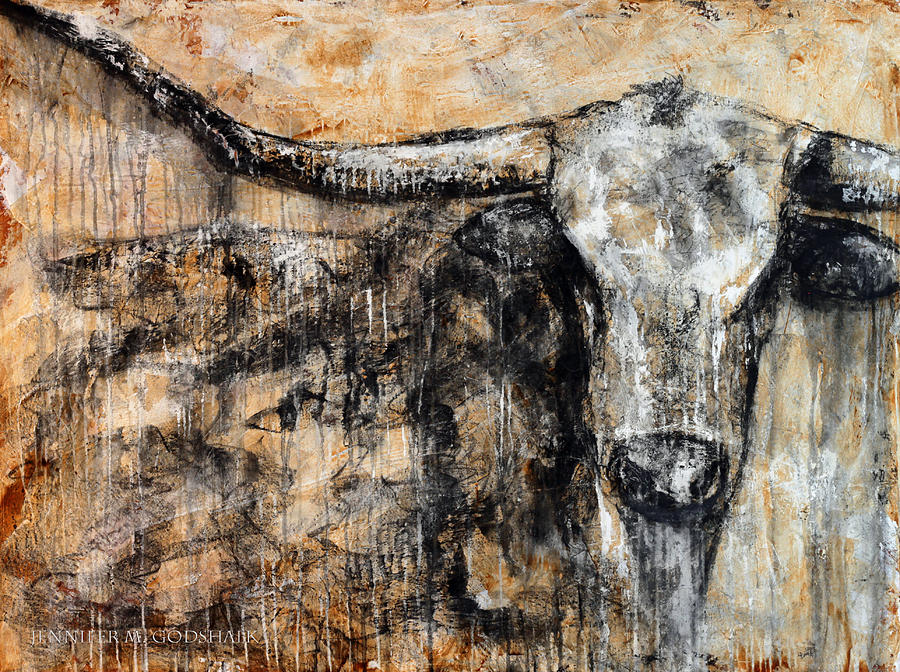 900x672 Bad Attitude Texas Longhorn Contemporary Painting Painting By - Contemporary Painting