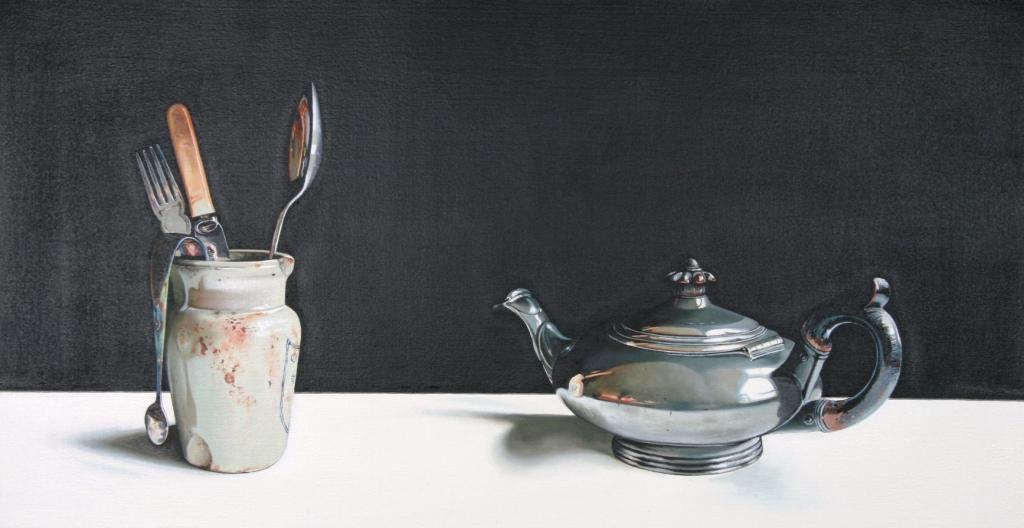 1024x528 Still Life With Pewter Teapot By Scottish Contemporary Artist Jane - Contemporary Still Life Painting