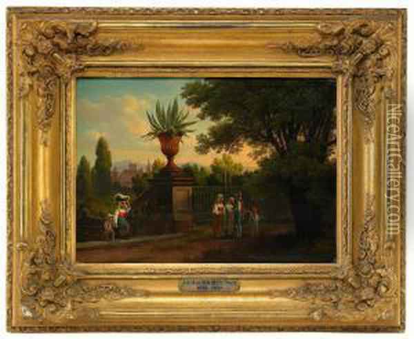 600x492 Vue Fran Villa Conti Vid Rom Oil Painting Reproduction By Gustaf - Conti Painting