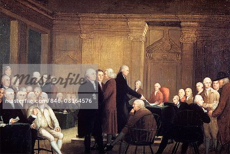 450x301 Painting Of First Continental Congress Voting For Independence - Continental Congress Painting