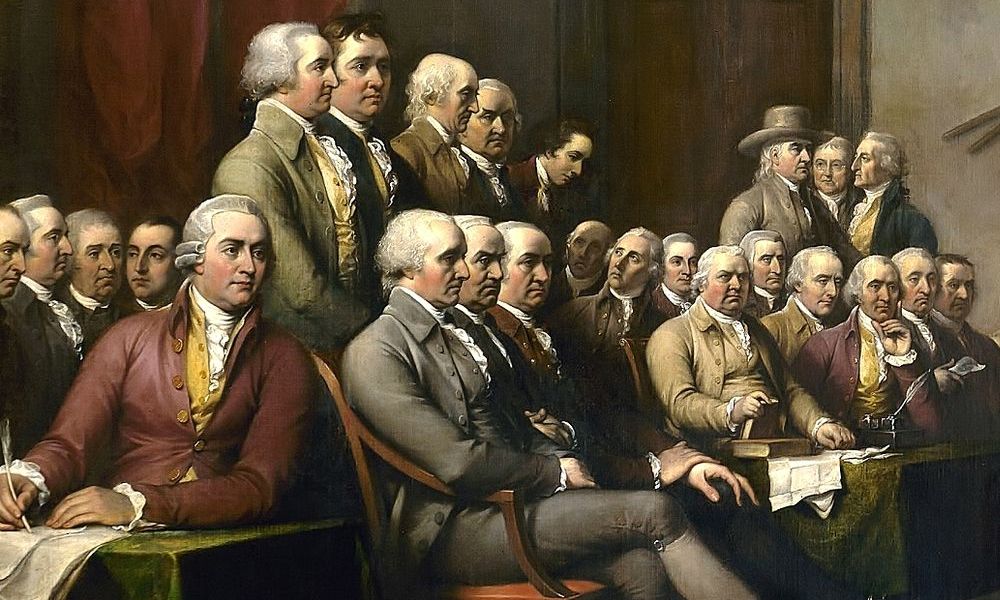 1000x600 Detail Of John Trumbull's Painting Depicting The Committee Of Five - Continental Congress Painting