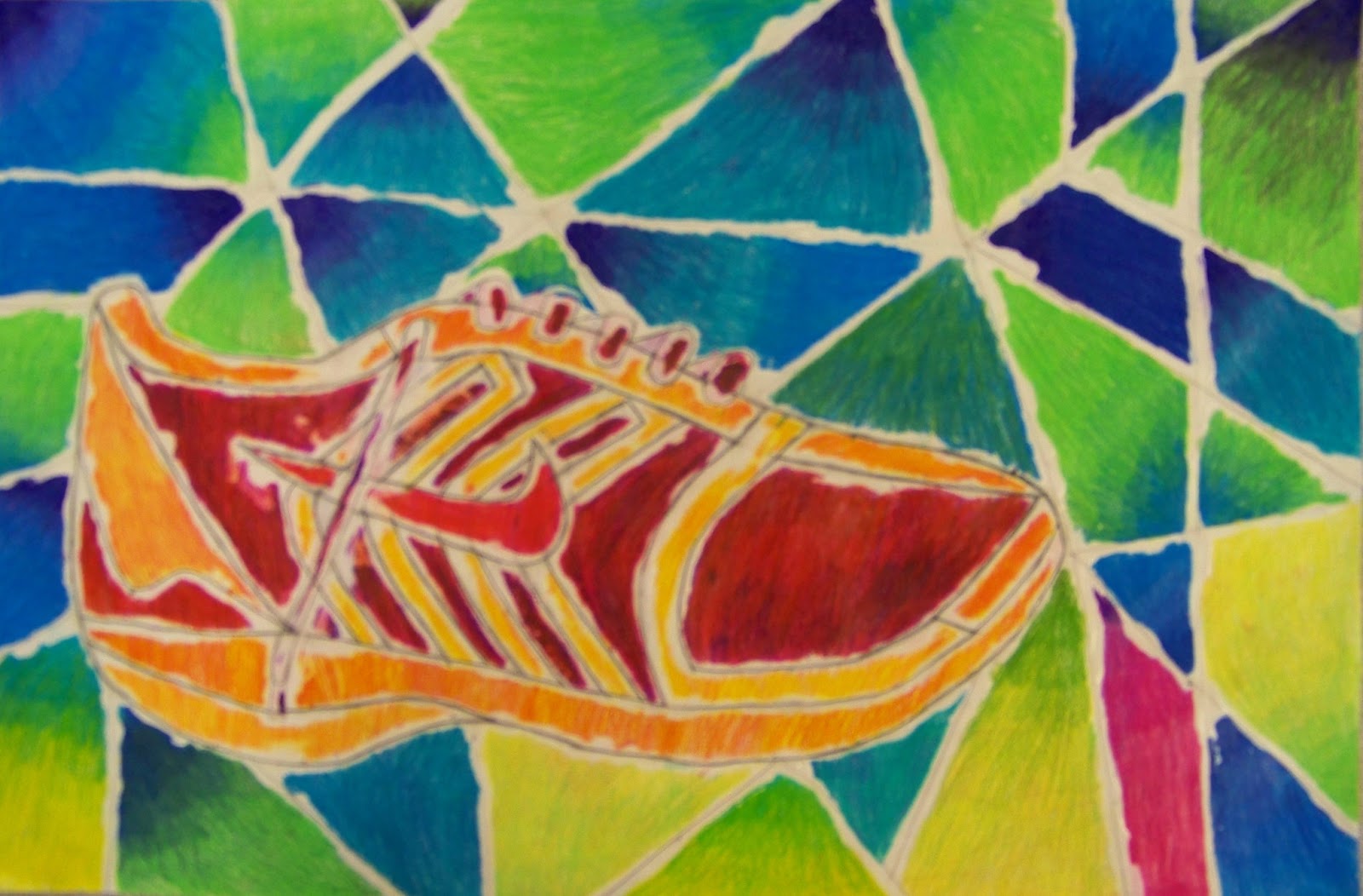 1600x1052 The Lost Sock Glue Shoe, Multi Media Contour Line - Contour Line Painting