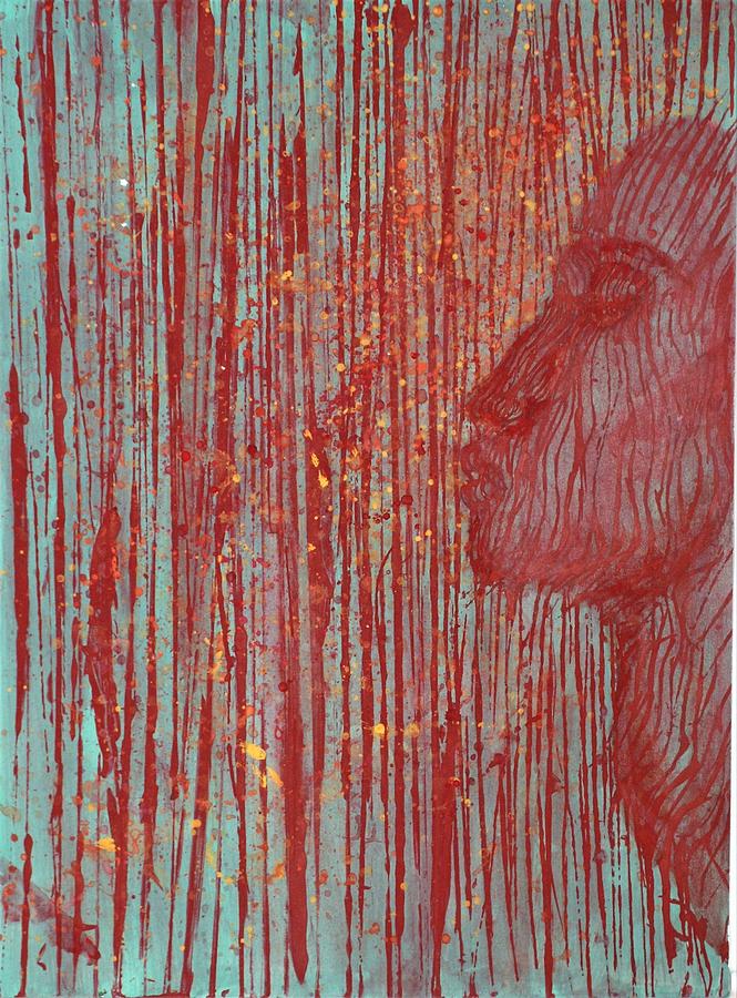 665x900 Red Contour Painting By Julia Rakowski - Contour Painting
