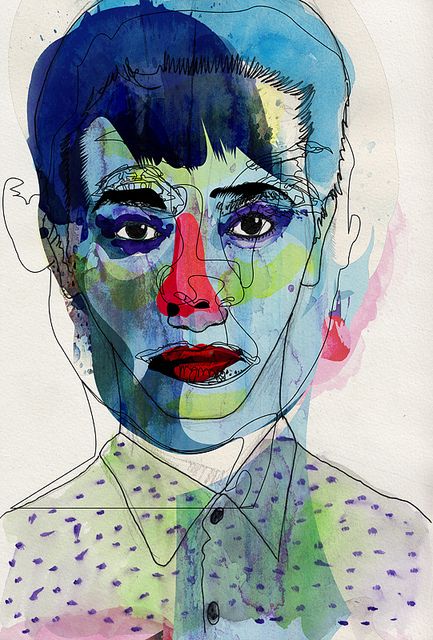 433x640 Blue Blind Contour Drawing, Layering And Contours - Contour Painting