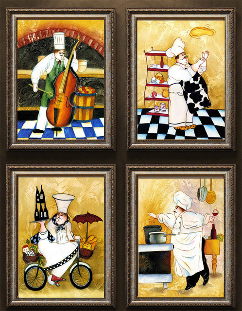 498x640 4 Panel Canvas Painting Ancient Printed Happy Kitchen Cooker - Cooker Painting