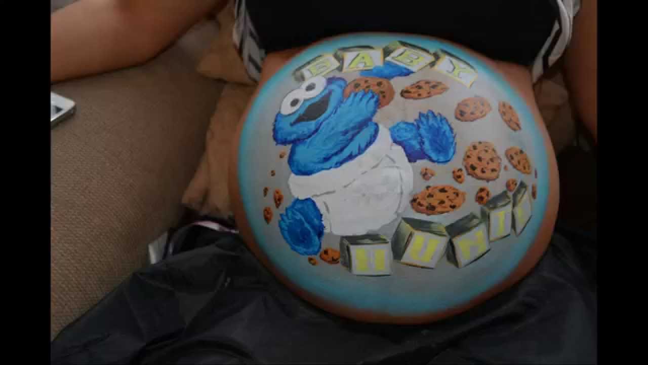 1280x720 Sesame Street's Cookie Monster Baby Bump Body Painting Tutorial - Cookie Monster Face Painting