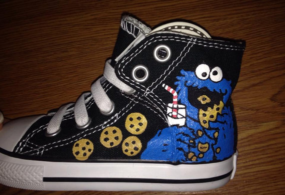 570x391 Cookie Monster Amp Elmo Hand Painted Shoes Candy's Custom Paints - Cookie Monster Painting