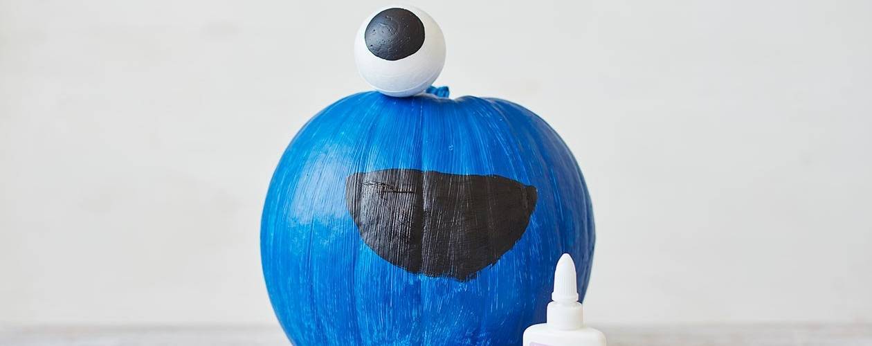 1260x500 How To Make A Cookie Monster Painted Pumpkin - Cookie Monster Painting