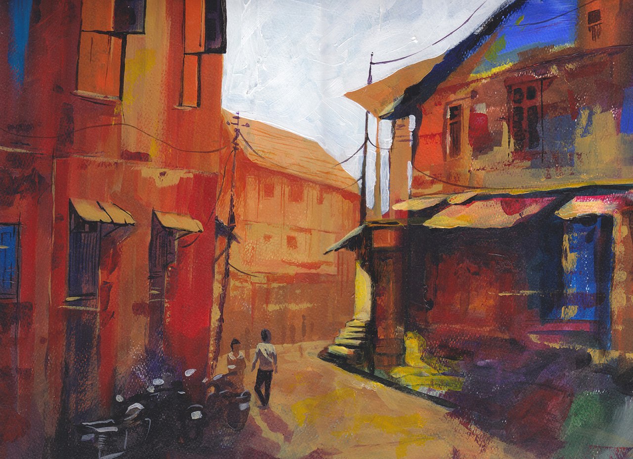 1280x928 Buy City 01 Handmade Painting By Deepak Musale. Code - Cool Art Painting