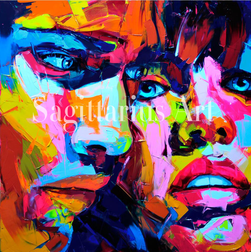 953x956 Hand Painted Abstract Cool Face Art Abstract Oil Painting Canvens - Cool Art Painting