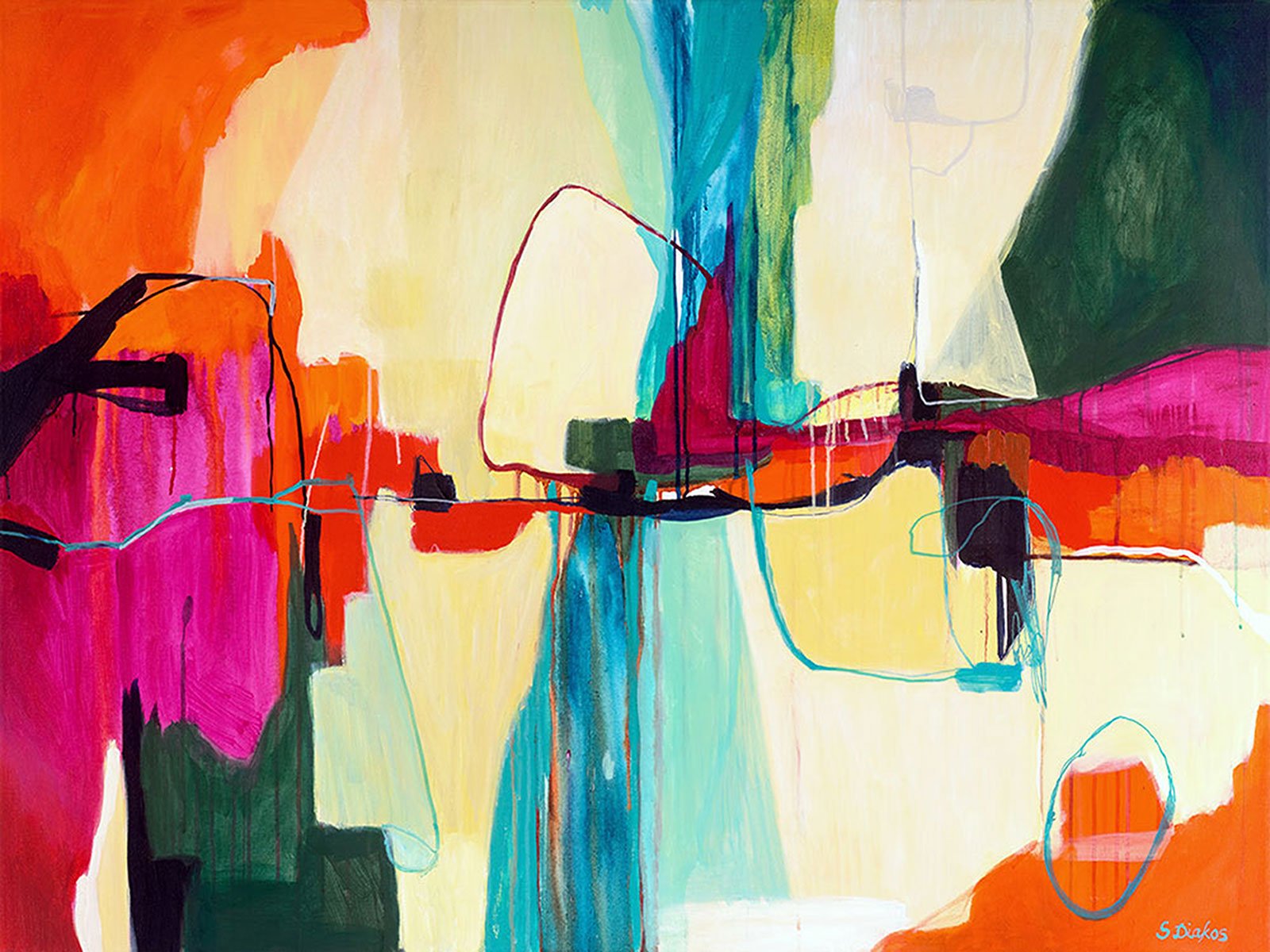 1600x1200 Large Abstract Painting Titled Cool Life By Artist Sarina Diakos - Cool Art Painting