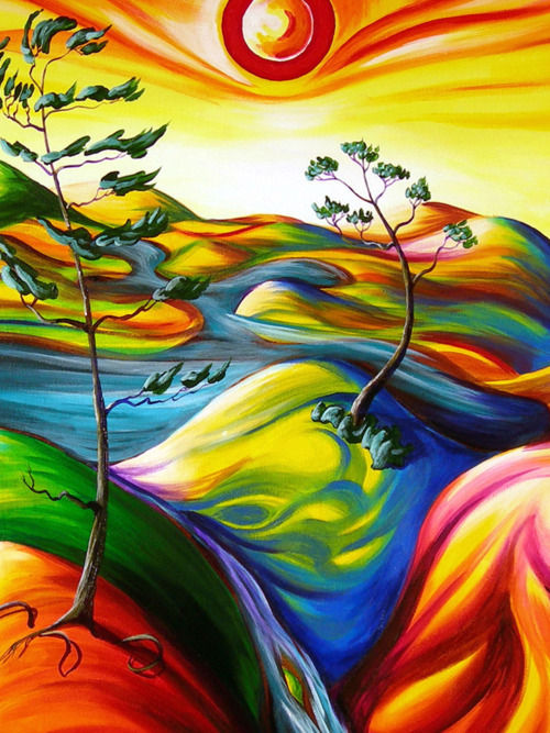 500x667 Art, Cool, Painting, Rainbow, Sun - Cool Art Painting