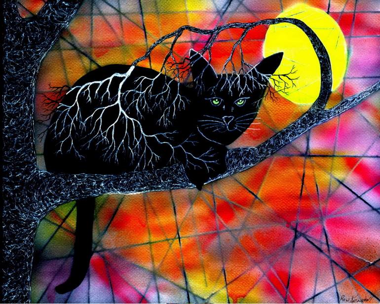 770x616 Saatchi Art Cool Cat Painting By Ron Kendall - Cool Cat Painting