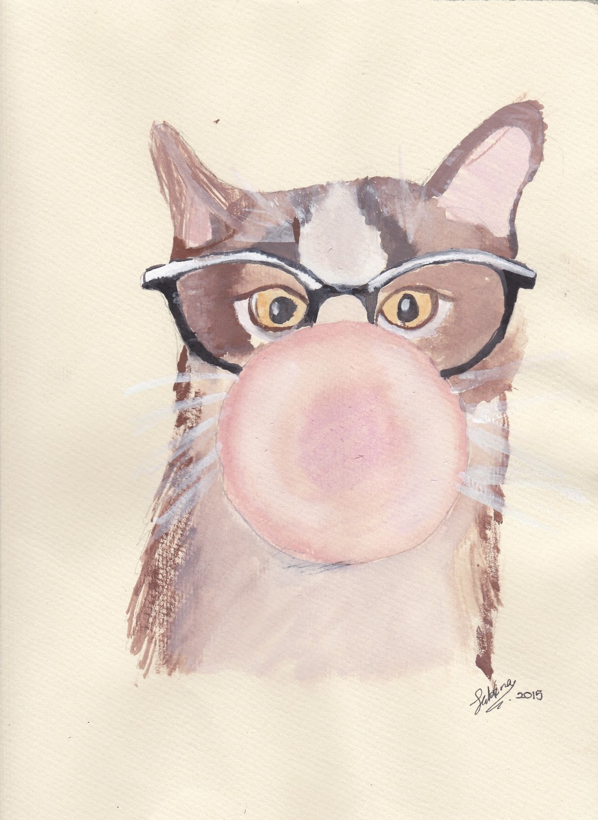 1166x1600 Sabrina's Art Gallery My Water Colour Painting - Cool Cat Painting