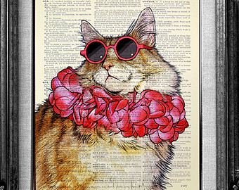 340x270 Cat Poster Etsy - Cool Cat Painting