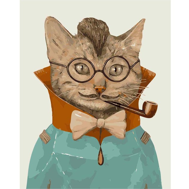 640x640 Cool Cat Cartoon Frameless Oil Painting Drawing By Numbers Kits - Cool Cat Painting