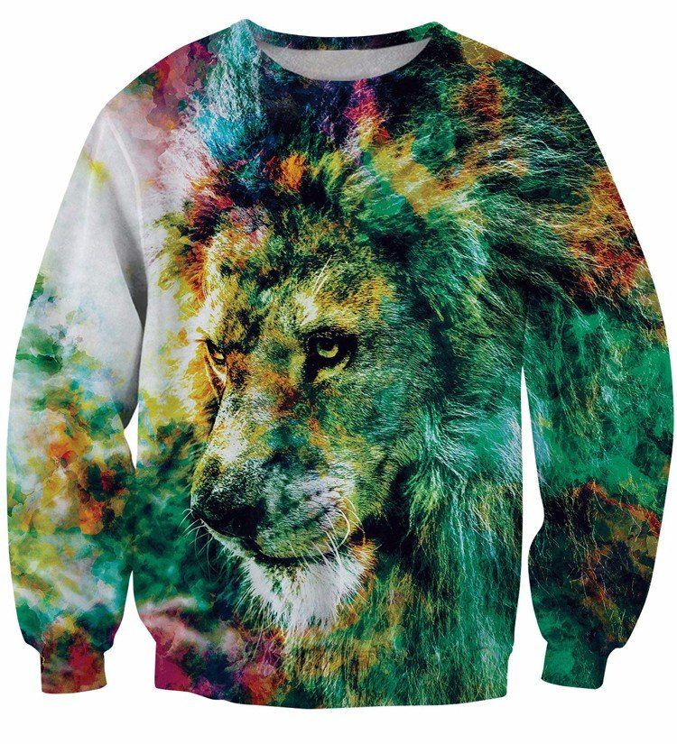 750x825 King Of Colors Cool Lion Pop Art Painting Vintage Crewneck - Cool Lion Painting