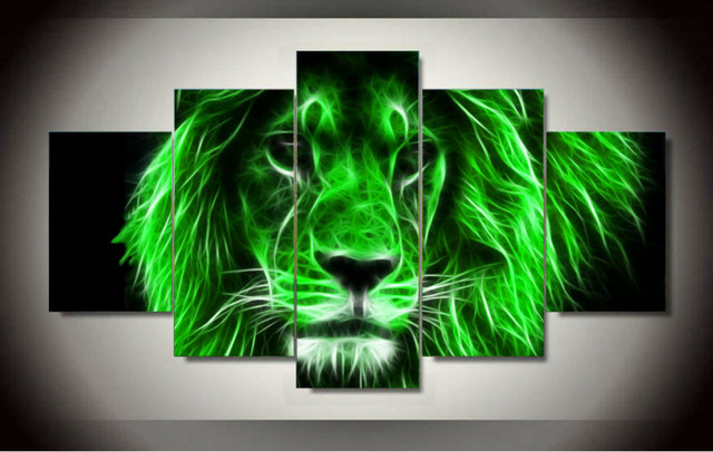 640x406 Unframed Canvas Art Cool Green Lion Painting Home Decoration Wall - Cool Lion Painting