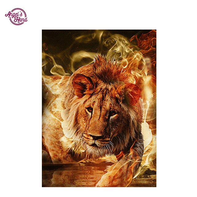 640x640 Angel's Hand Cool Lion Diamond Embroidery Flower 5d Diy Diamond - Cool Lion Painting