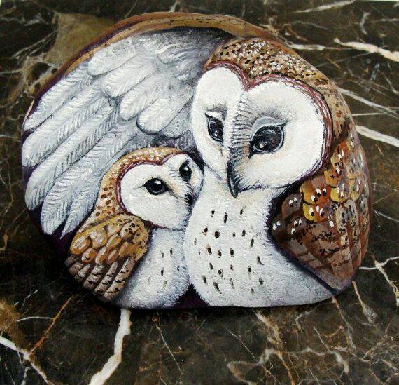 570x549 Over 40 Of The Best Rock Painting Ideas - Cool Owl Painting