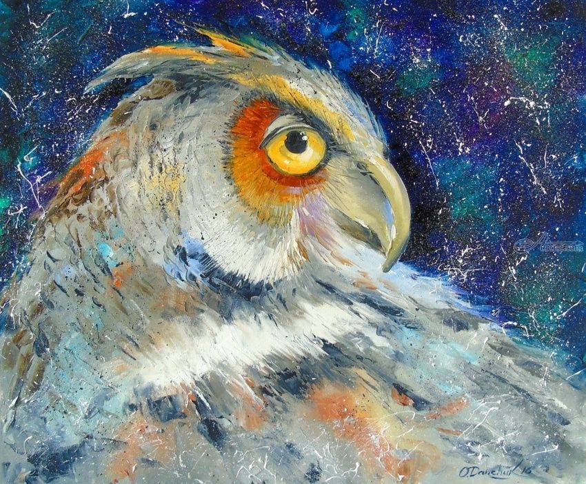 850x702 Owl Paintings By Olha Darchuk - Cool Owl Painting