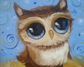 340x270 Owl Painting Etsy - Cool Owl Painting