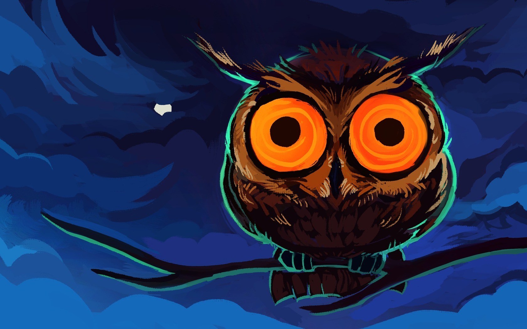 1680x1050 Owl Painting Background Cool Owls - Cool Owl Painting