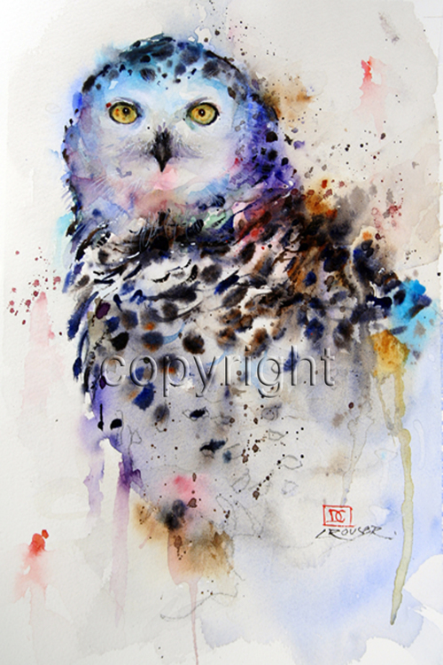 500x750 Snowy Owl - Cool Owl Painting